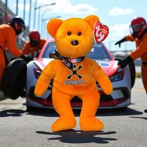 Ty Beanie Babies Jeff Burton NASCAR 31 Cingular Stuffed Animal Collector Bear